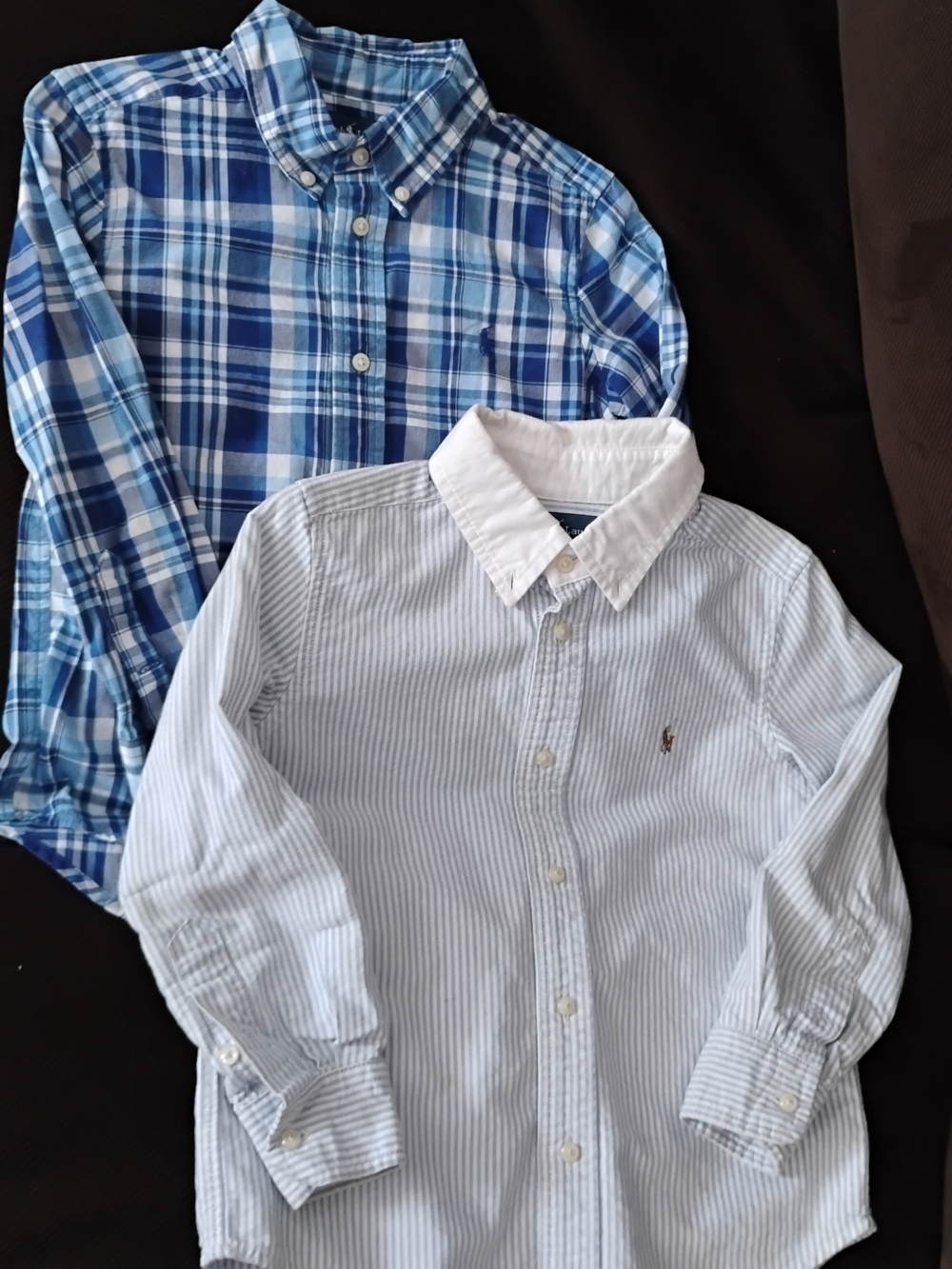 Ralph Lauren Boys' Blue Plaid & Light Blue Pinstripe Button-Down Shirts